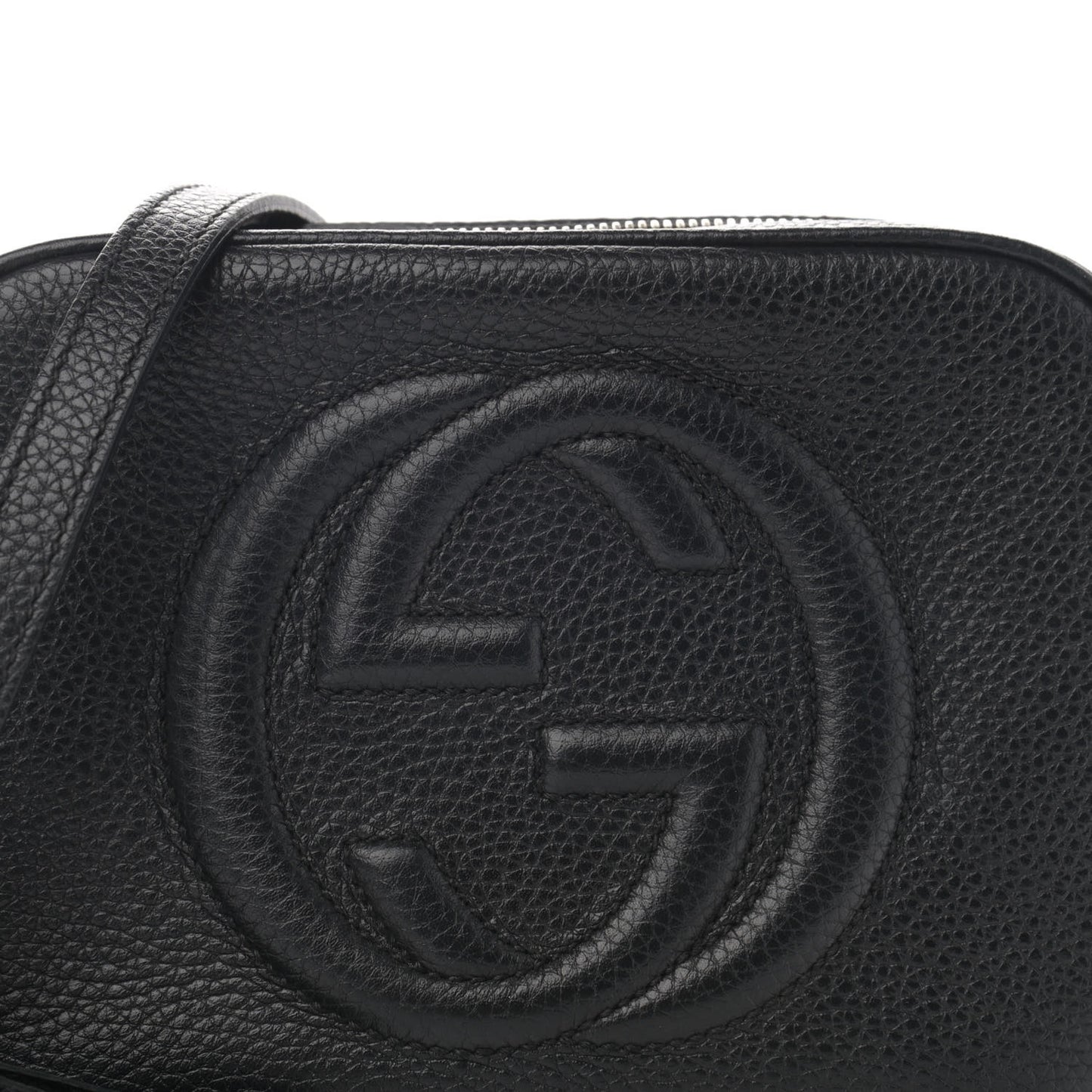 Pebbled Calfskin Small Soho Disco Bag Black