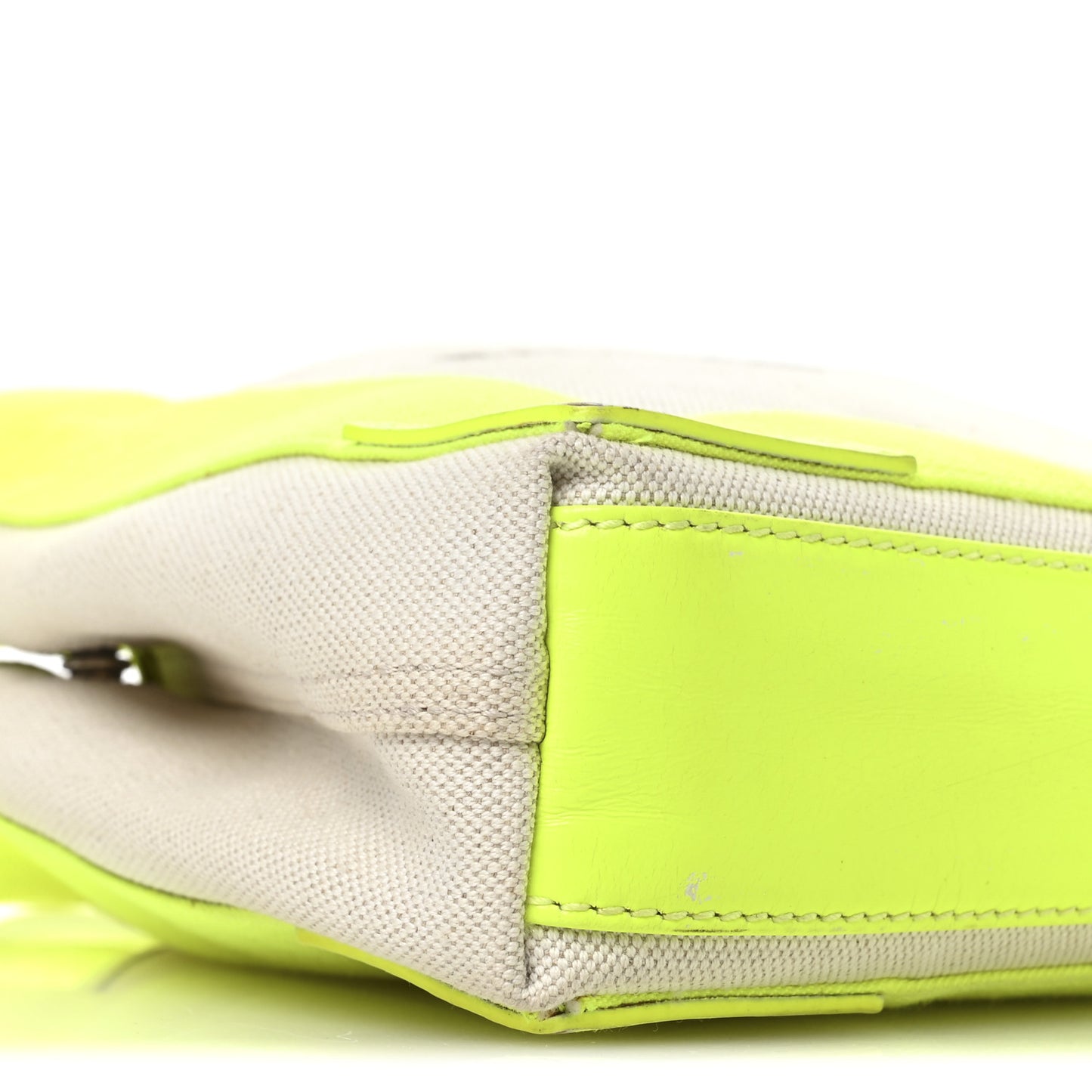 Cotton Canvas Satin Calfskin Navy Cabas XS Natural Fluo Yellow