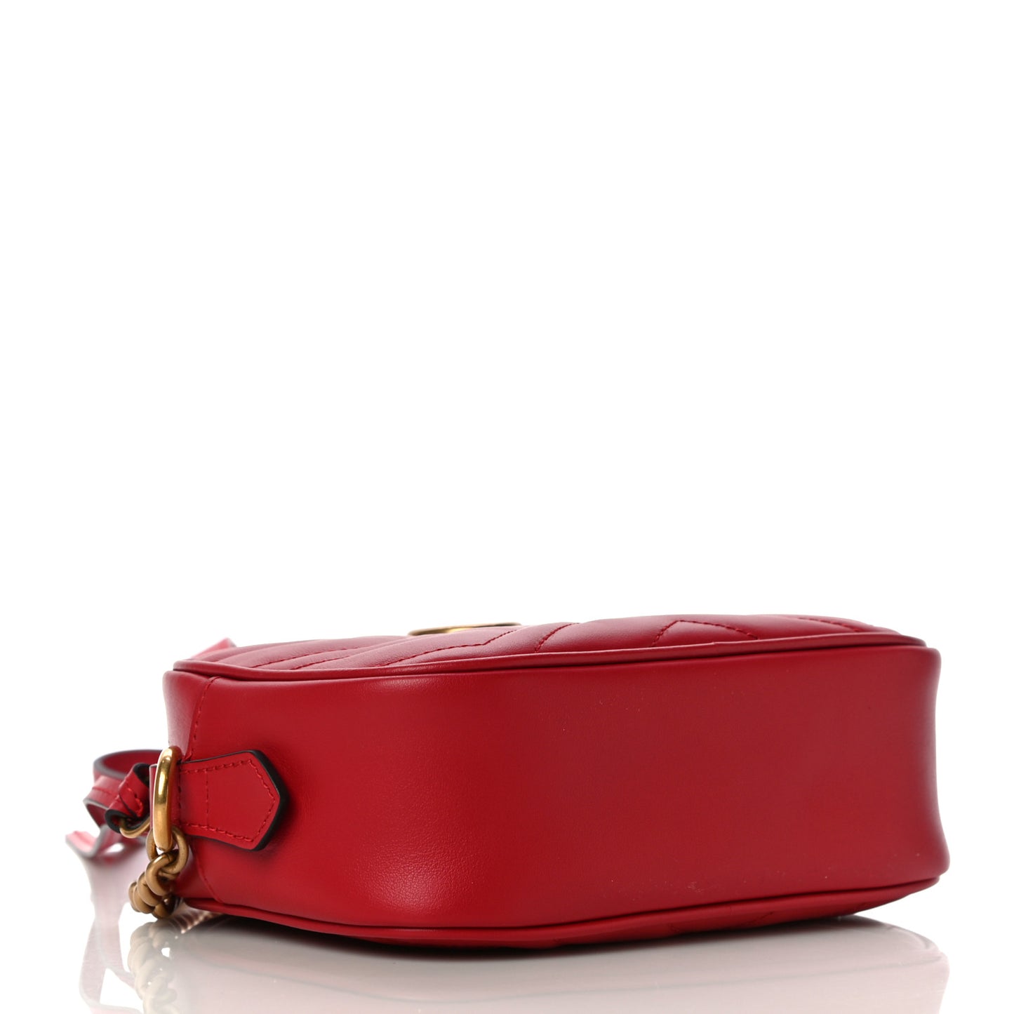 Calfskin Matelasse Mini GG Marmont Chain Shoulder Bag Hibiscus Red