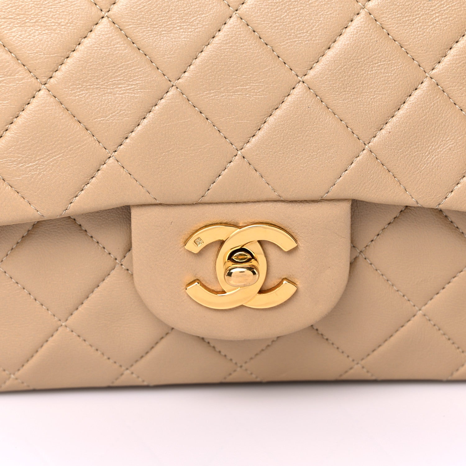 Chanel Lambskin Quilted Small Double Flap Beige 19 of 23