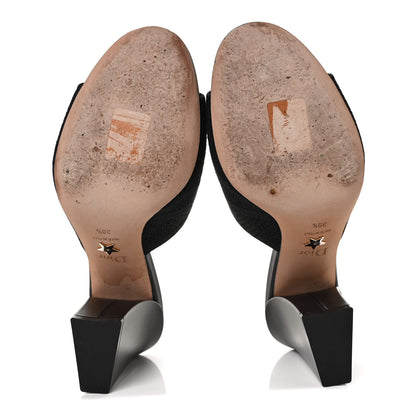 Christian Dior Cotton Embroidered Dway 85mm Slide Sandals 38.5 Black 5 of 9