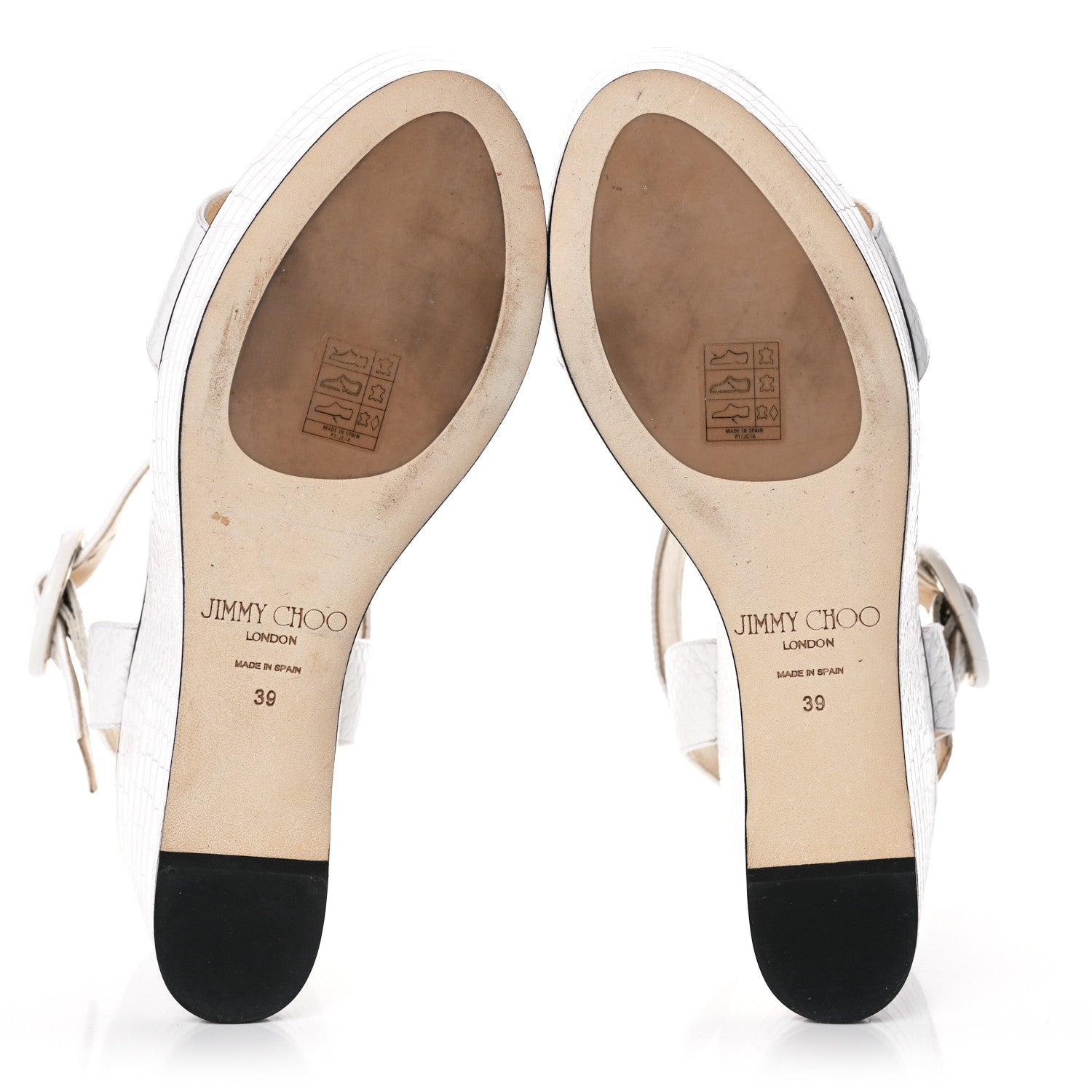 Jimmy Choo Crocodile Embossed Calfskin Abigail 100 Wedge Sandal 39 White 6 of 12