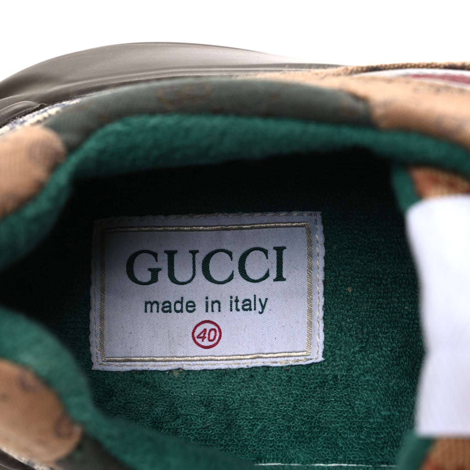 Gucci GG Supreme Monogram Mix Monogram Womens Rhyton Sneakers 40 Bordeaux Beige Ebony 9 of 10