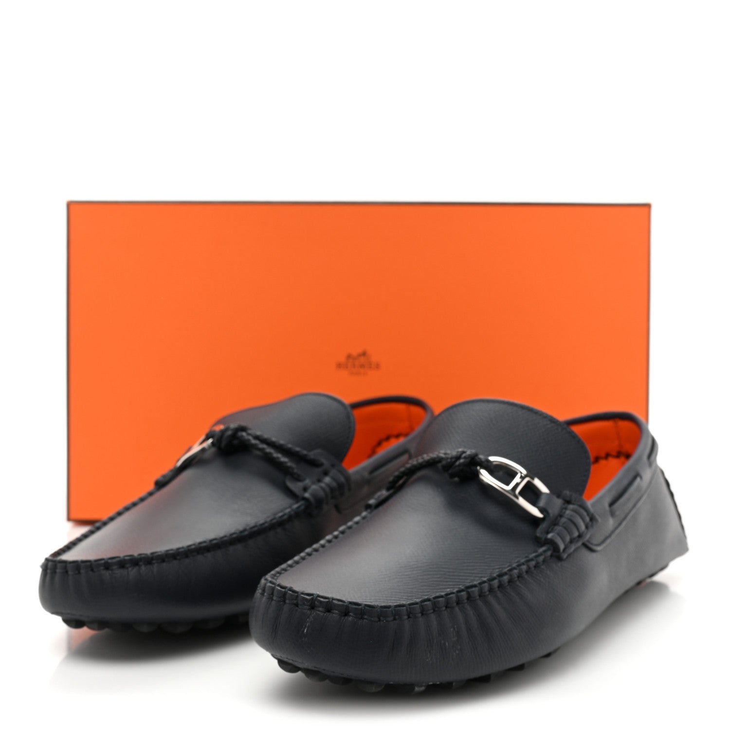 Hermes Epsom Mens Alessandro Moccasin Loafers 42.5 Marine 9 of 9