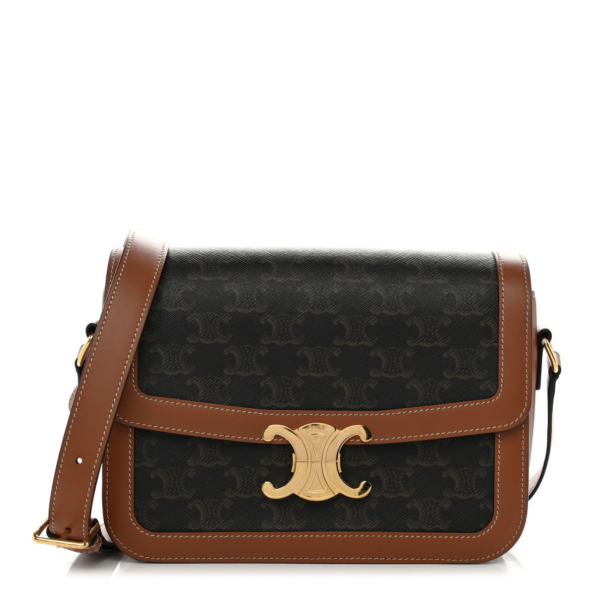 Triomphe Canvas Calfskin Medium Triomphe Bag Tan