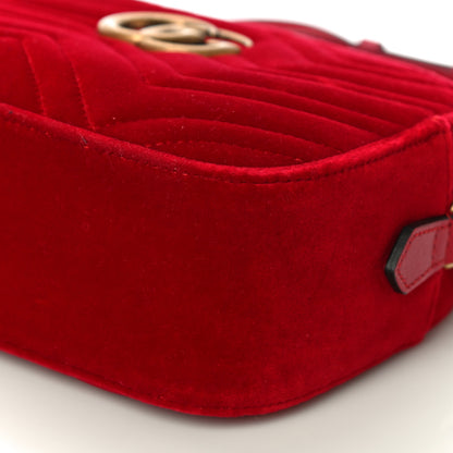 Gucci Velvet Matelasse Small GG Marmont Chain Shoulder Bag Hibiscus Red 11 of 12