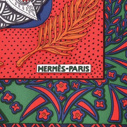 Hermes Silk Zenobie Reine De Palmyre Scarf 90 Marine Rouge Gris 3 of 7
