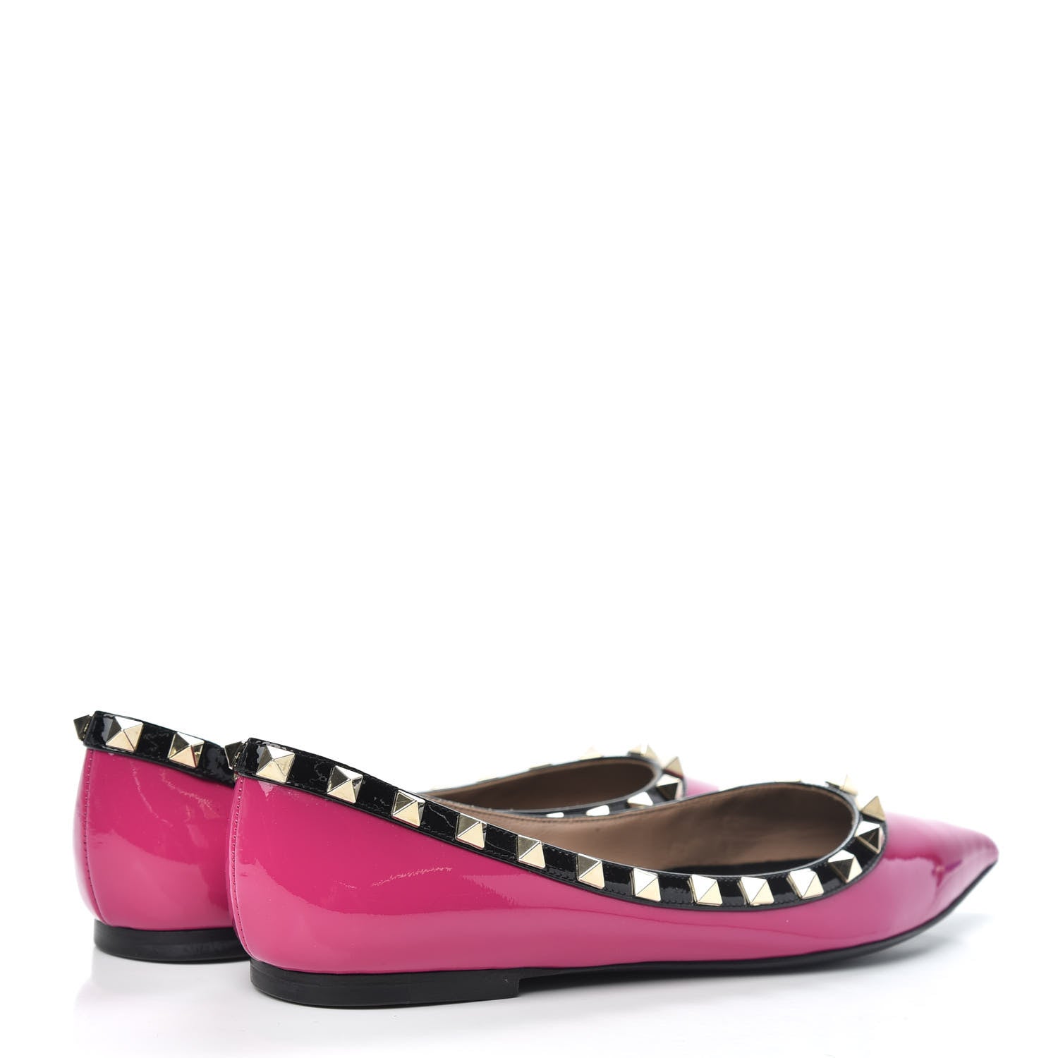 Valentino Garavani Patent Rockstud Ballerina Flats 36 Fuxia Black 4 of 9