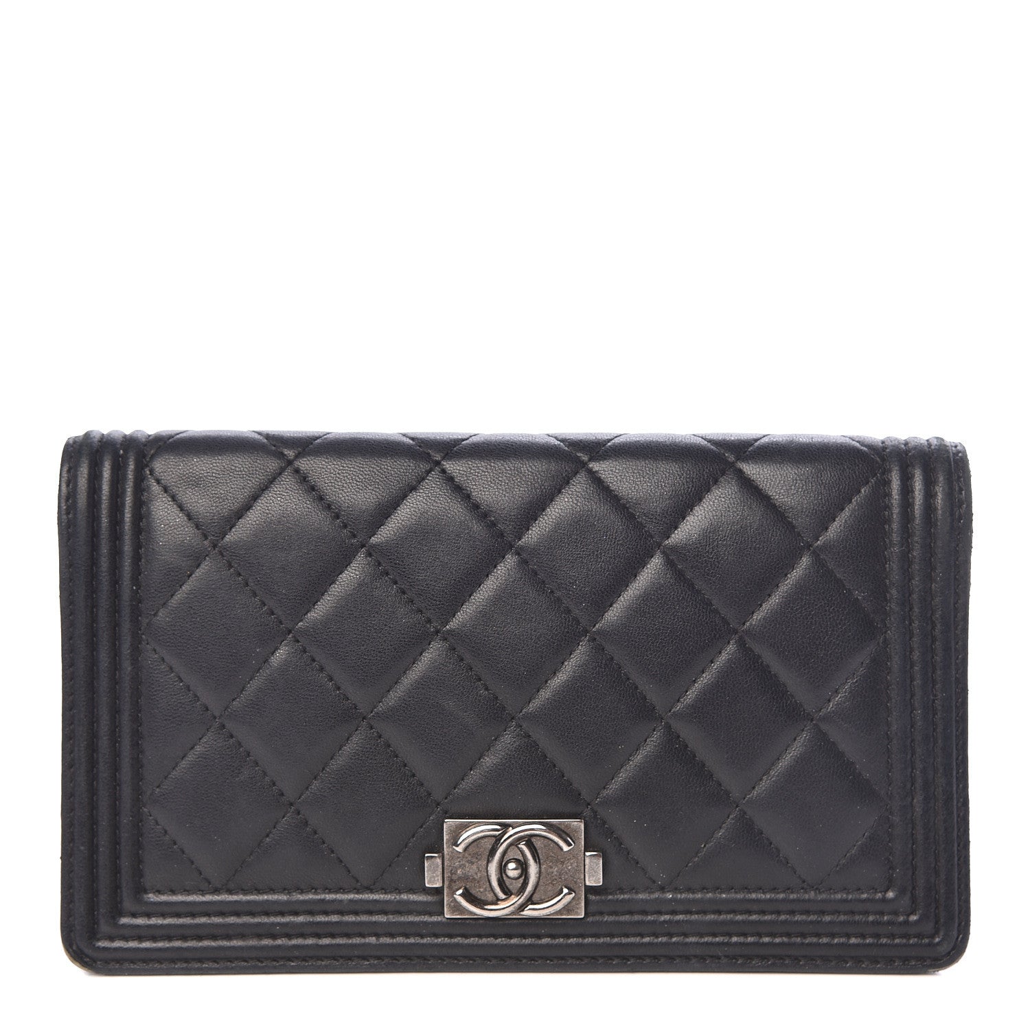 Chanel Lambskin Quilted Boy Yen Wallet Black 1 of 13