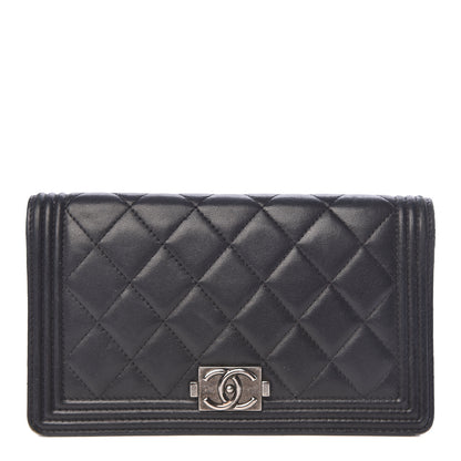 Chanel Lambskin Quilted Boy Yen Wallet Black 1 of 13