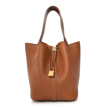 Hermes Taurillon Clemence Picotin Lock 22 MM Gold 1 of 13