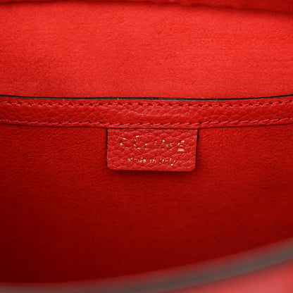 Celine Drummed Calfskin Nano Luggage Red 6 of 15