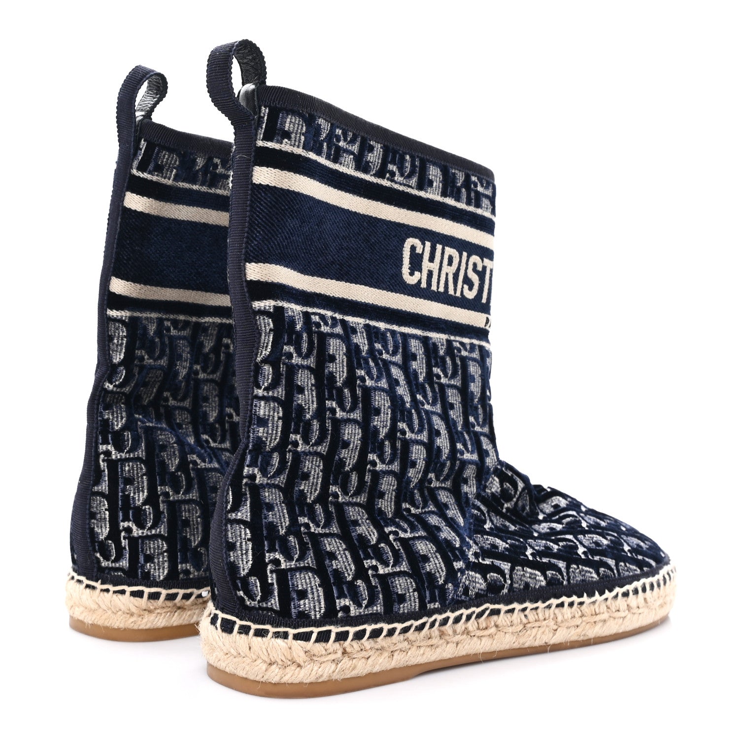 Christian Dior Velvet Oblique Granville Espadrille Boots 39.5 Deep