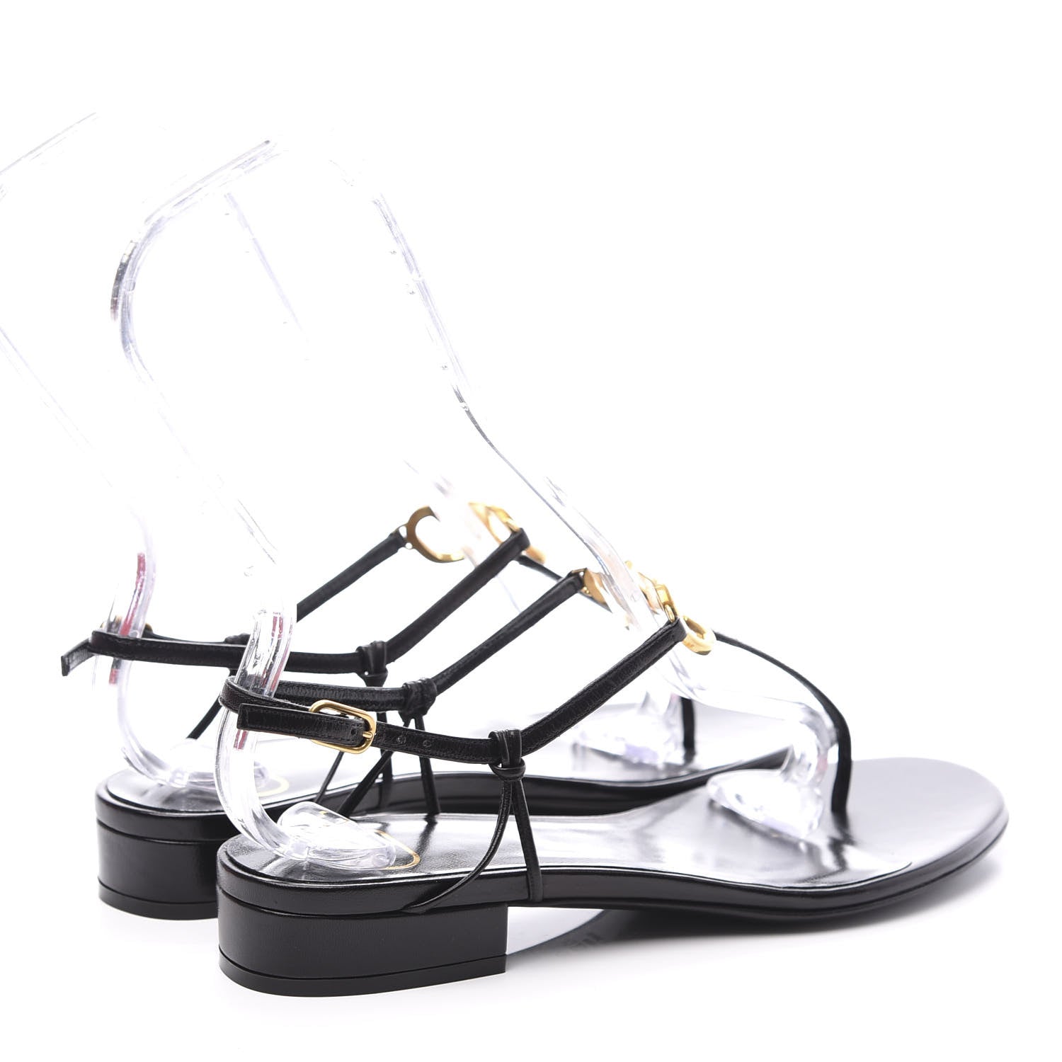 Valentino Garavani Calfskin Vlogo Slingback Low Heel Thong Sandals 37 Black 4 of 10