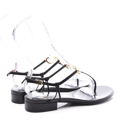 Valentino Garavani Calfskin Vlogo Slingback Low Heel Thong Sandals 37 Black 4 of 10