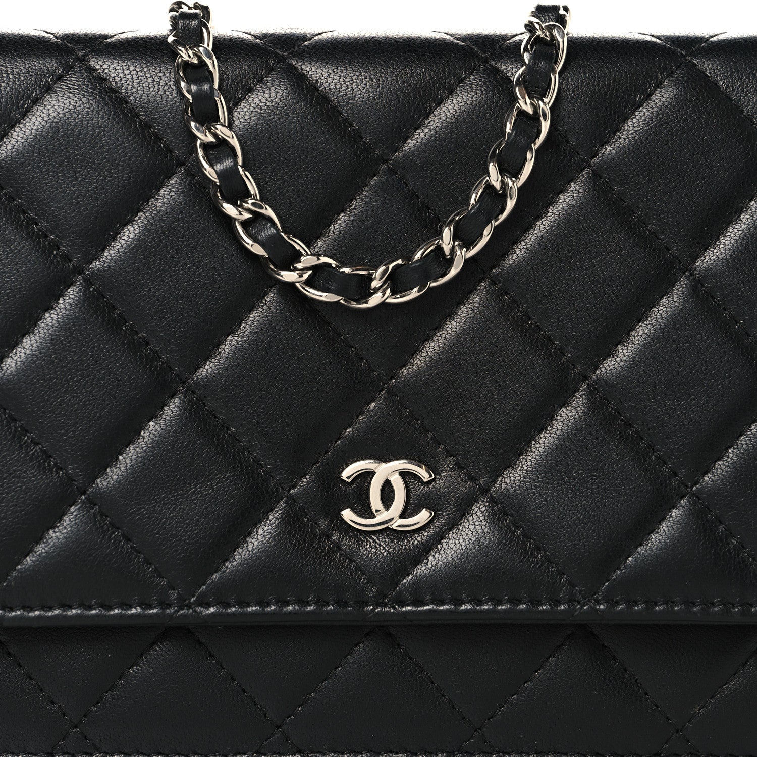 Chanel Lambskin Quilted Wallet On Chain WOC Black 9 of 13