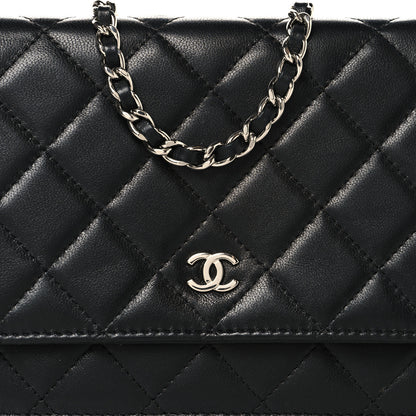 Chanel Lambskin Quilted Wallet On Chain WOC Black 9 of 13