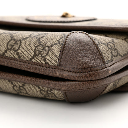 Gucci GG Supreme Monogram Web Small Neo Vintage Double Flap Messenger Bag Brown 10 of 13
