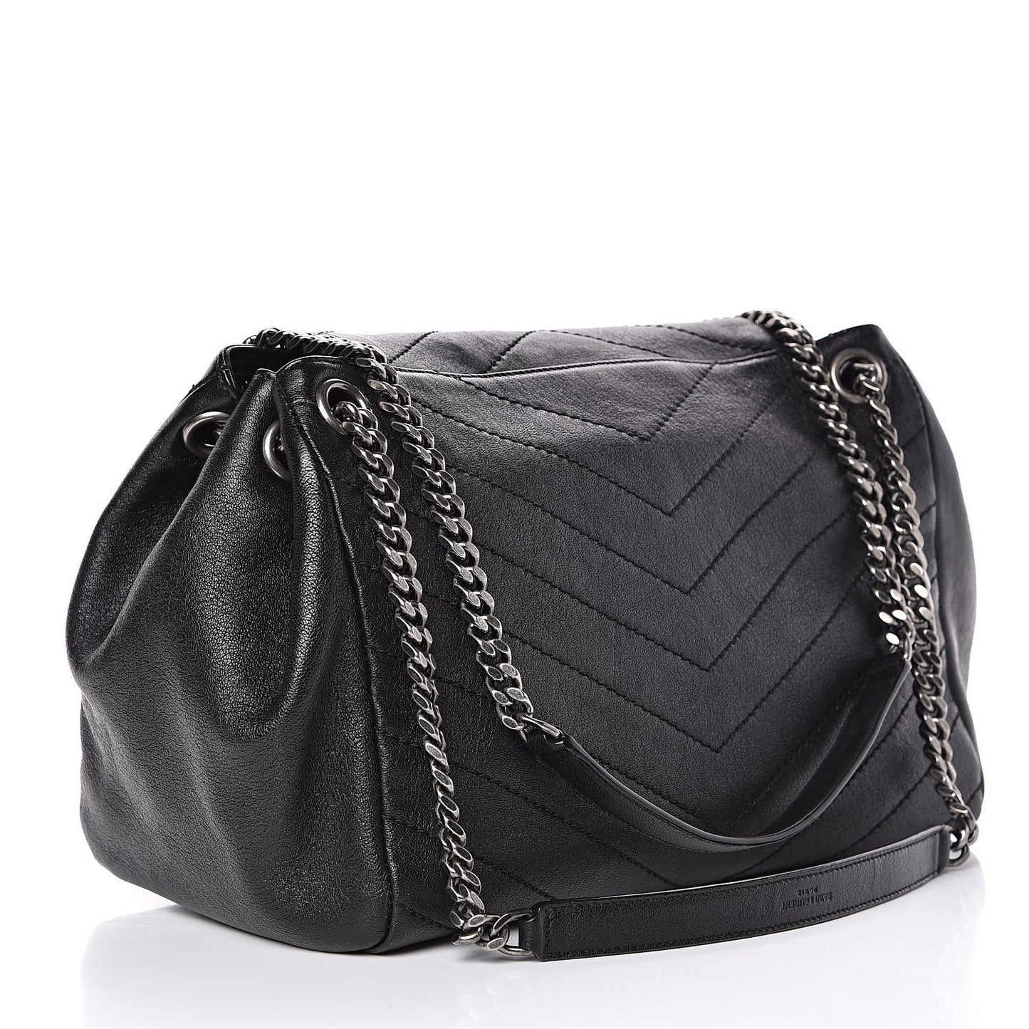 Vintage Lambskin Chevron Monogram Medium Nolita Black
