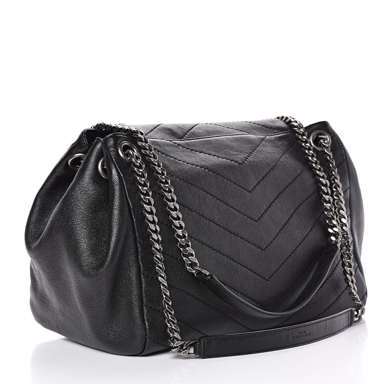 Saint Laurent Vintage Lambskin Chevron Monogram Medium Nolita Black 3 of 11