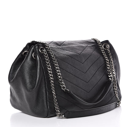Saint Laurent Vintage Lambskin Chevron Monogram Medium Nolita Black 3 of 11