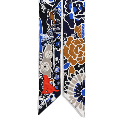 Hermes Silk Bingata Sticker Twilly Marine Tabac Bleu Vif 2 of 4