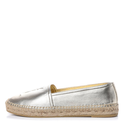 Saint Laurent Metallic Lambskin Monogram Espadrilles 38 Gold 1 of 9