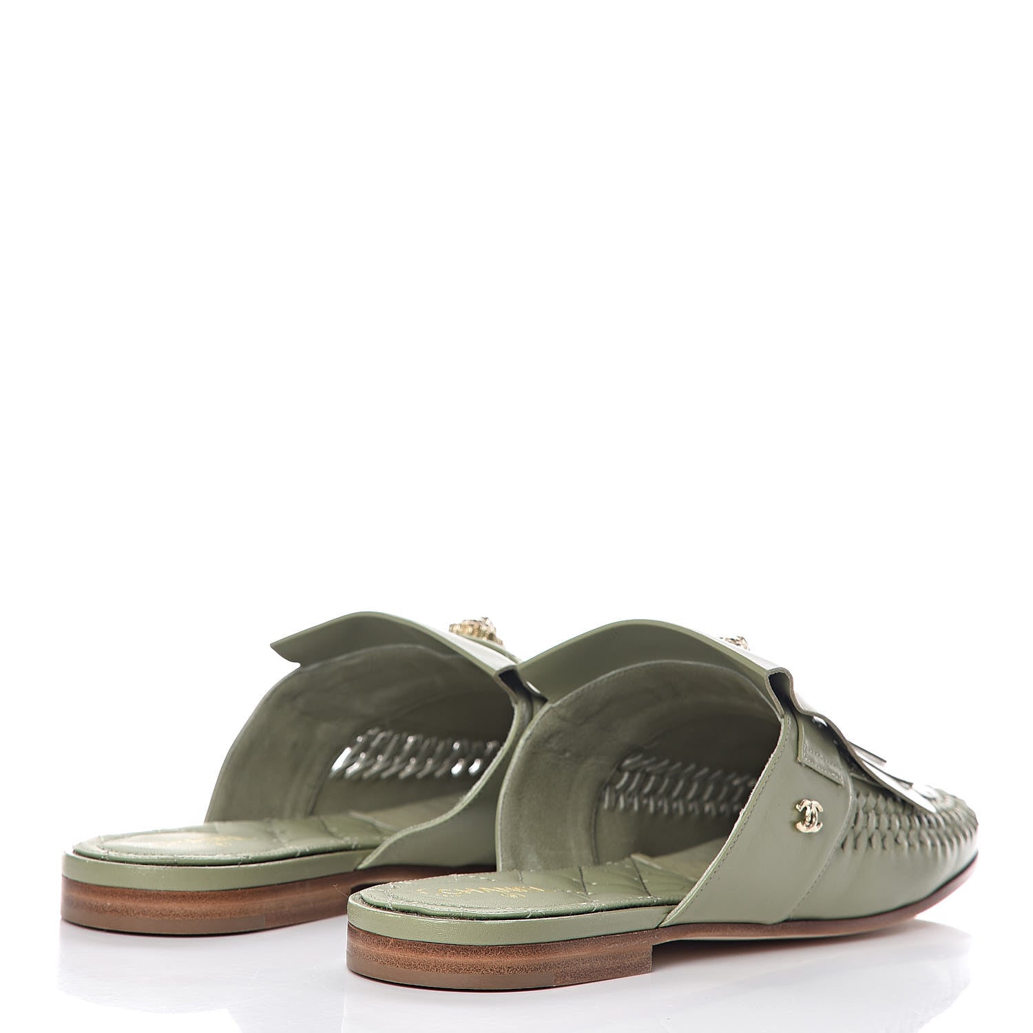 Chanel Lambskin Kangaroo Mules 39.5 Light Green 4 of 10