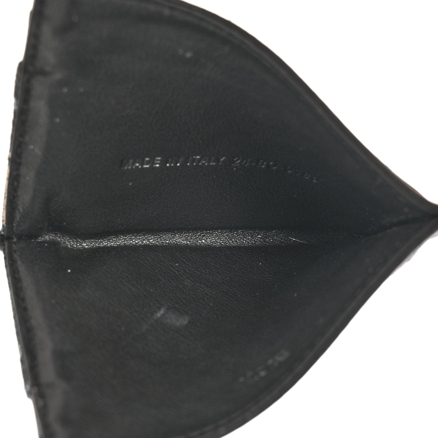 Grained Calfskin Oblique Card Holder Black