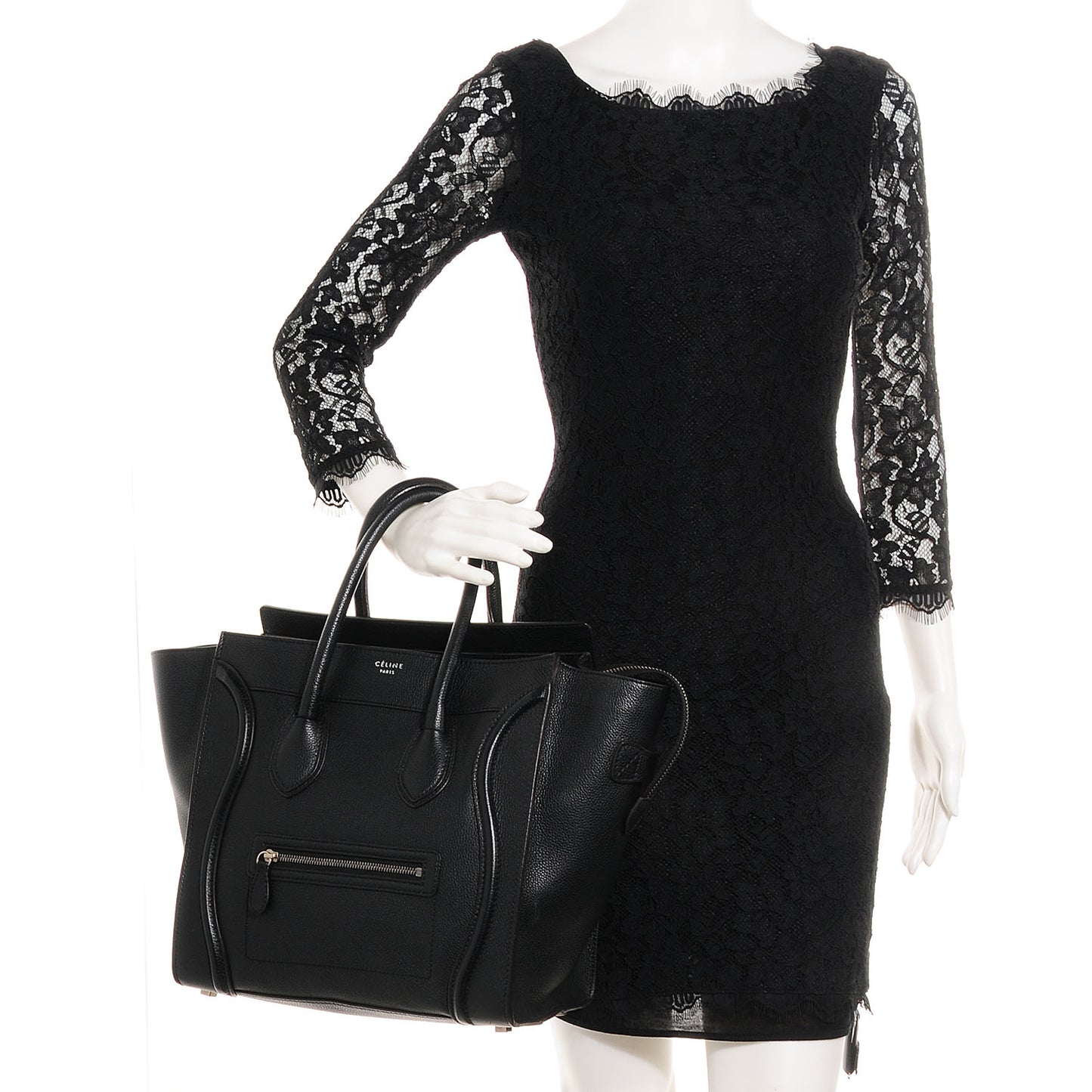 Drummed Calfskin Mini Luggage Black