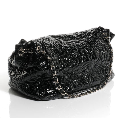Chanel Vinyl Graphic Edge Accordion Flap Bag Black 3 of 7