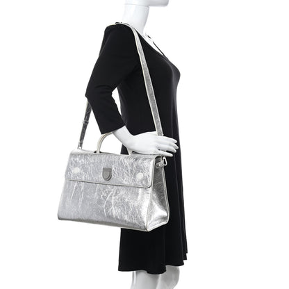 Christian Dior Metallic Calfskin Large Diorever Flap Silver 2 of 13