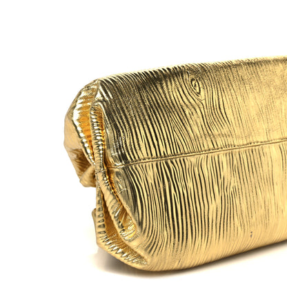 Bottega Veneta Metallic Bark Calfskin Embossed The Pouch Oversized Clutch Oro 10 of 11