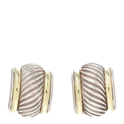 David Yurman Sterling Silver 14K Yellow Gold Cigar Cable Clip On Earrings 1 of 5