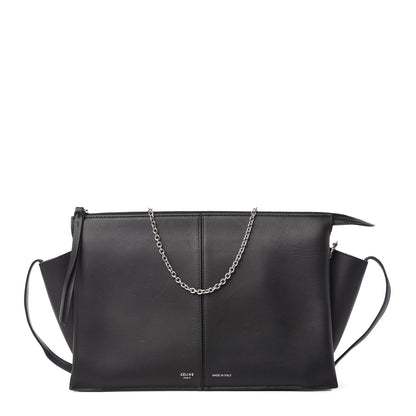 Celine Smooth Calfskin Tri-Fold Clutch on Chain Black 1 of 9