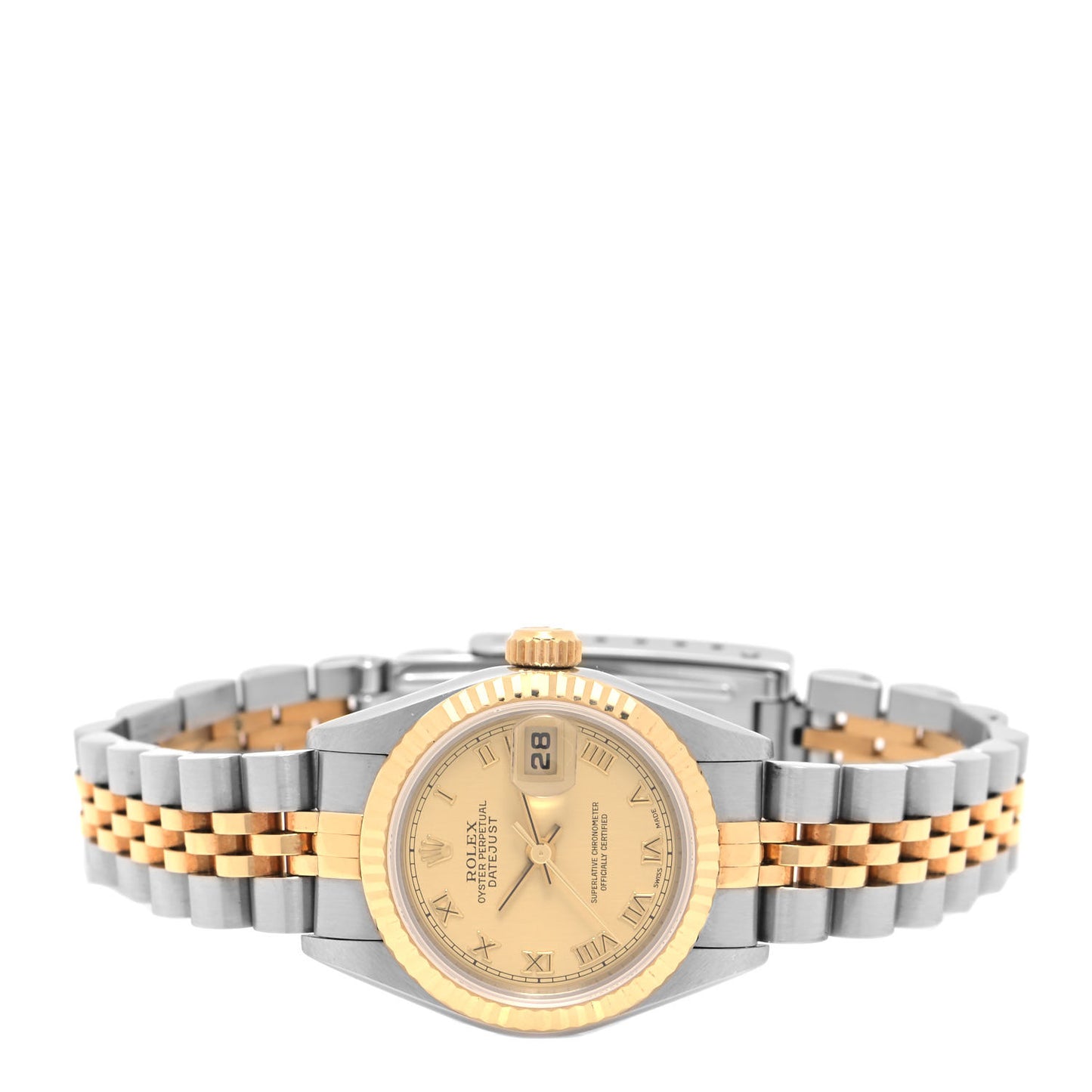 Stainless Steel 18K Yellow Gold 26mm Oyster Perpetual Datejust Watch Champagne Roman 69173