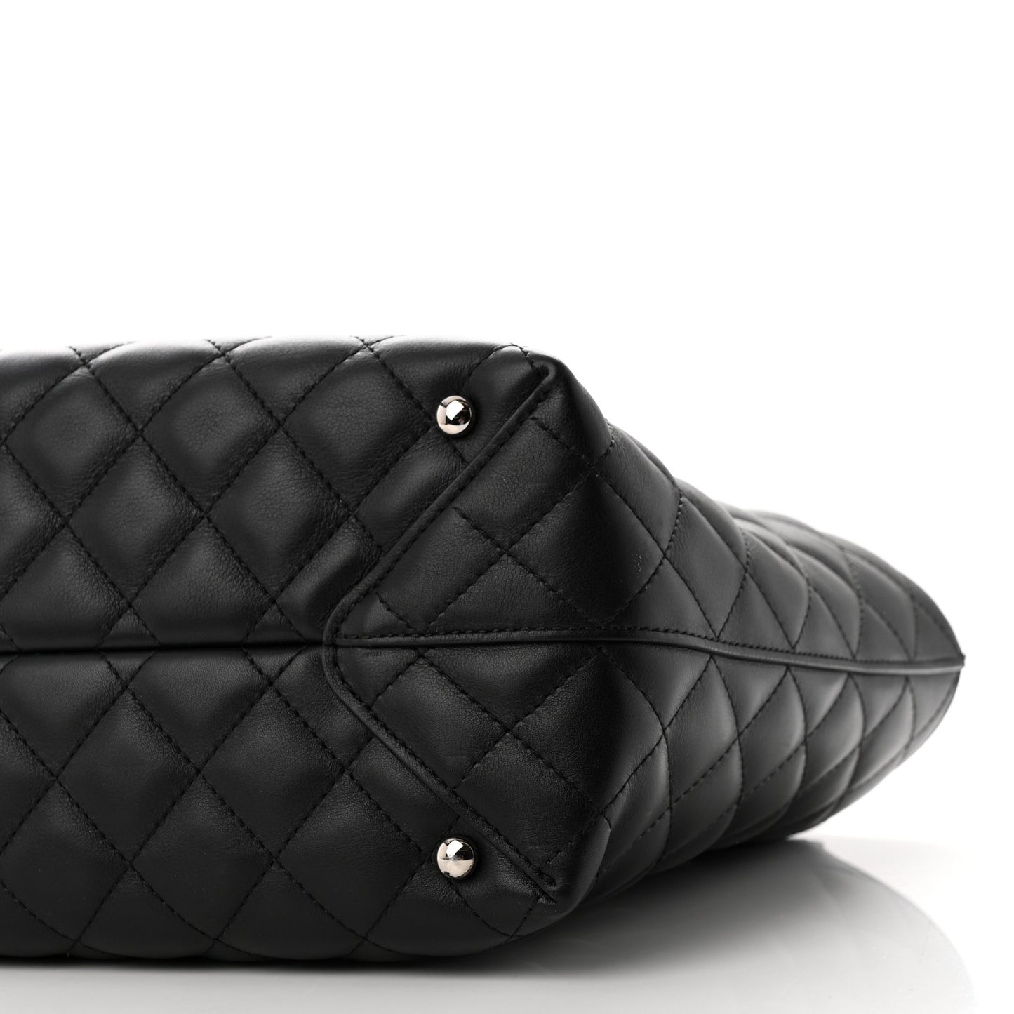 Calfskin Quilted Large Shopping Tote Black