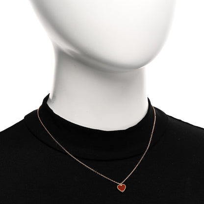 Van Cleef & Arpels 18K Rose Gold Carnelian Sweet Alhambra Heart Pendant Necklace 2 of 4
