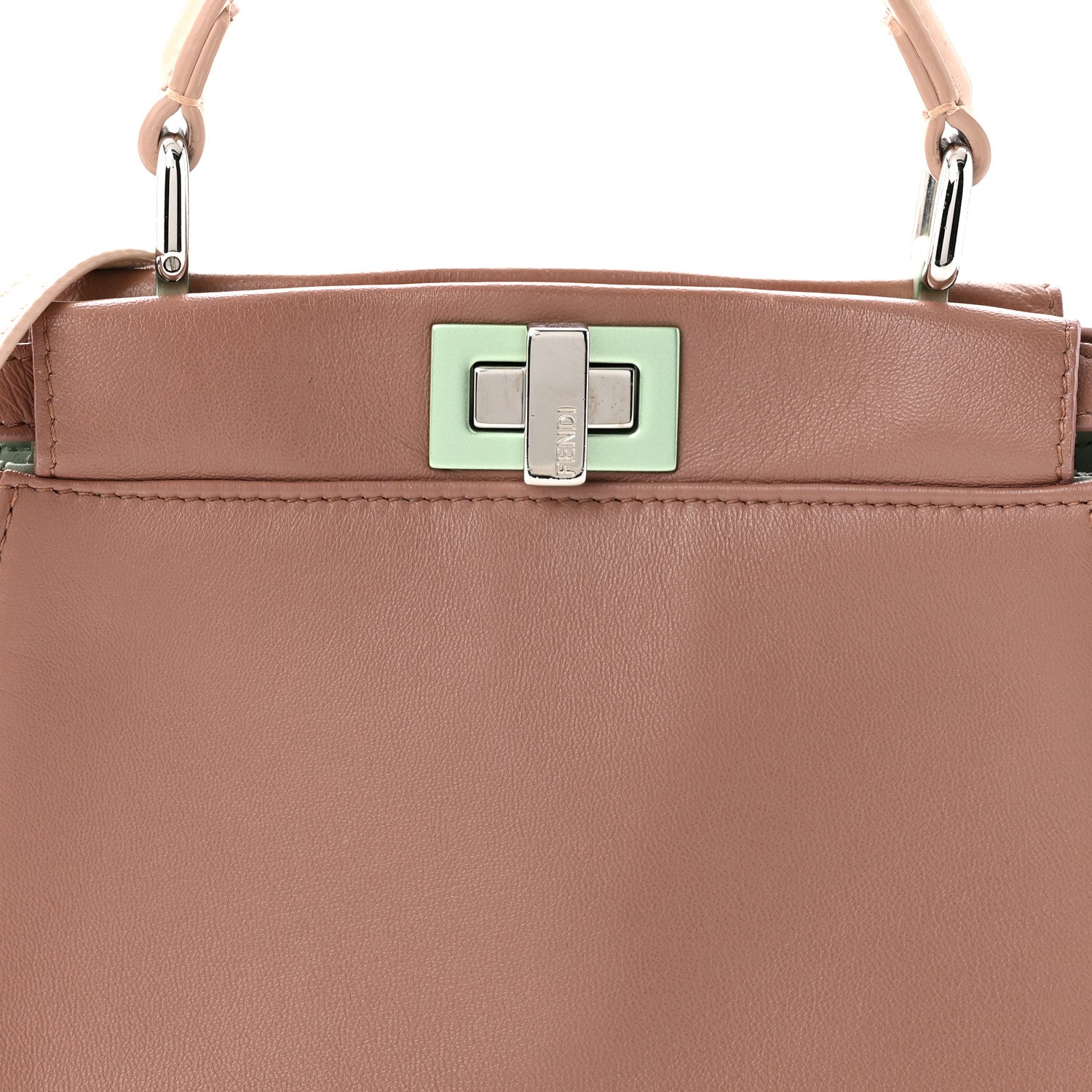 Fendi Nappa Colorblock Mini Peekaboo Iconic Satchel English Rose Plaster Oxigen 8 of 11