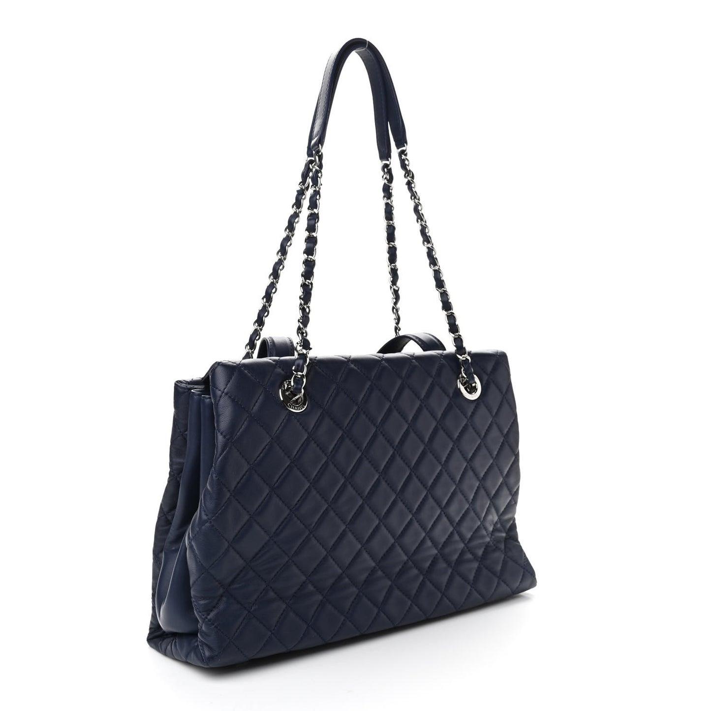 Lambskin Quilted By 3 Shopping Tote Navy