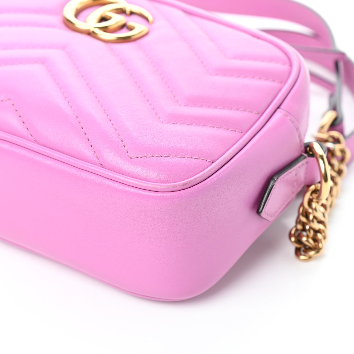 Gucci Calfskin Matelasse Mini GG Marmont Chain Shoulder Bag Candy Mousse 8 of 8