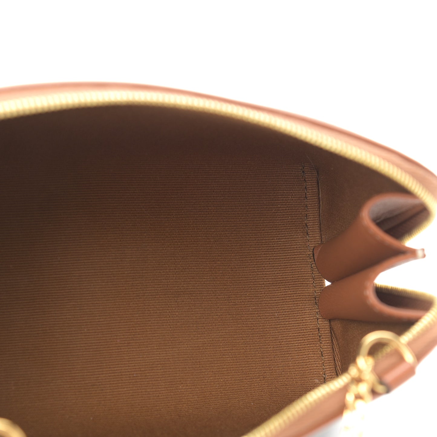Triomphe Canvas Calfskin Mini Clutch on Chain Tan