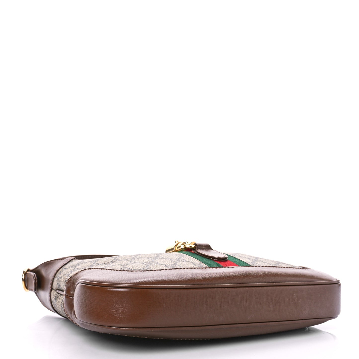 GG Supreme Monogram Azalea Calfskin Web Small Jackie 1961 Hobo Beige Ebony Brown Sugar
