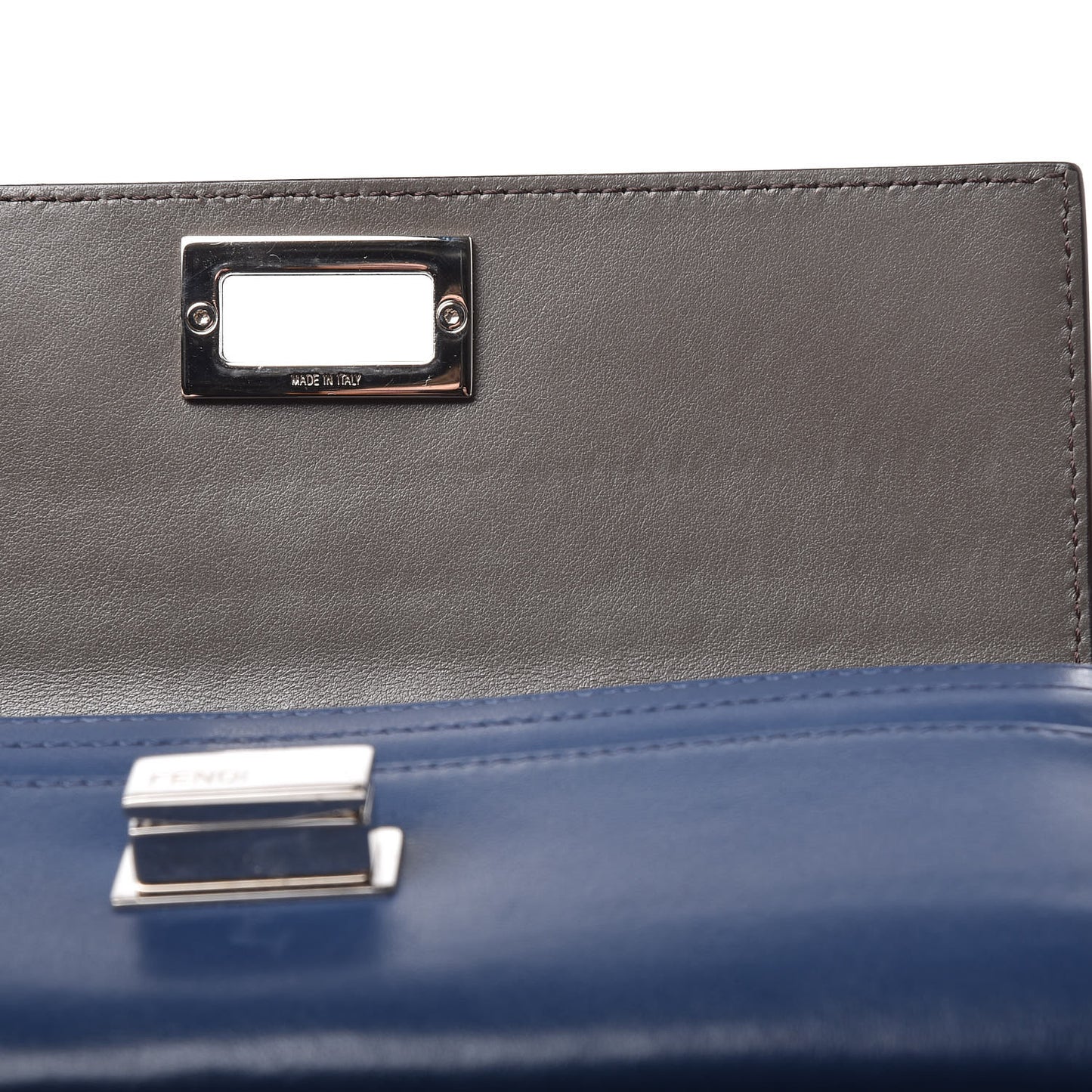 Vitello Century Bi-Color Peekaboo Continental Wallet Blue Carbone
