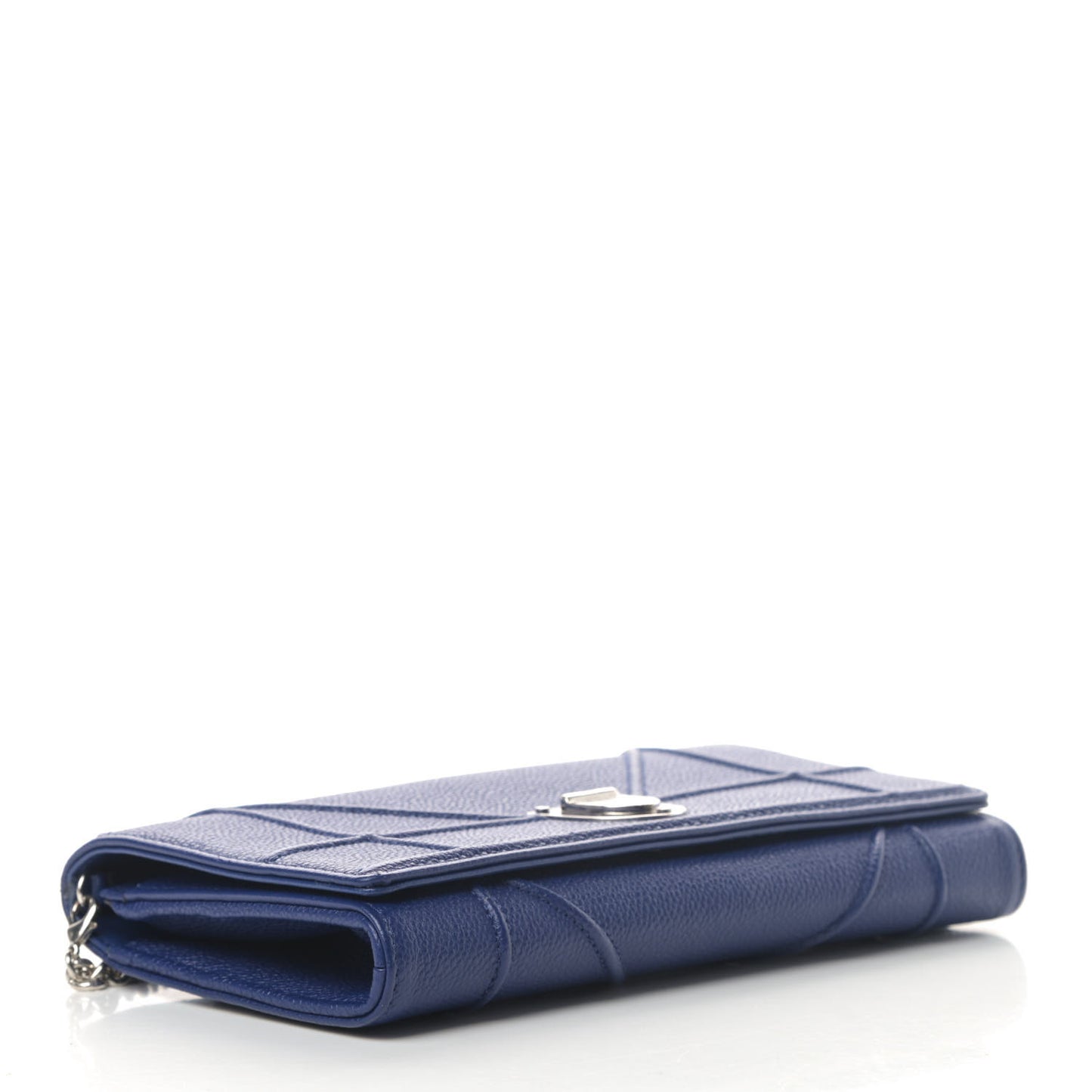 Grained Calfskin Diorama Croisiere Chain Wallet Blue