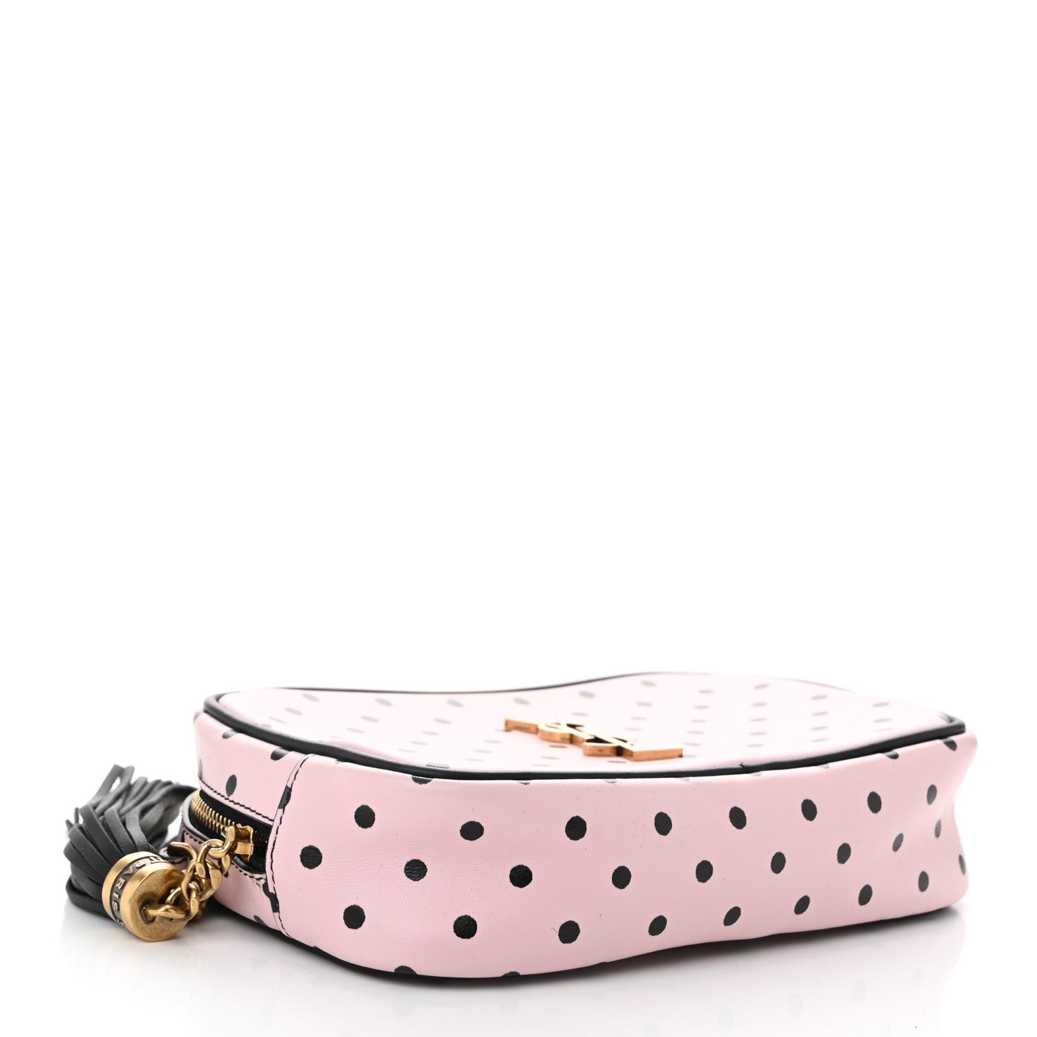 Saint Laurent Calfskin Printed Polka Dot Mini Lou Camera Bag Pink Black 4 of 10