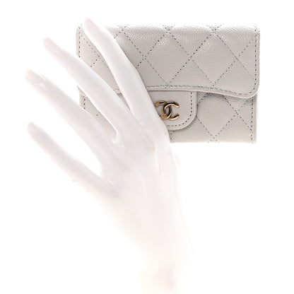 Chanel Caviar Quilted Flap Card Holder Wallet Light Grey 2 of 9