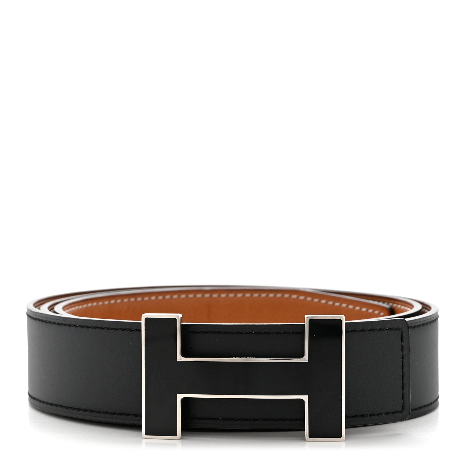 Hermes Box Swift 32mm Enamel Quizz H Belt 90 Black Gold 1 of 5