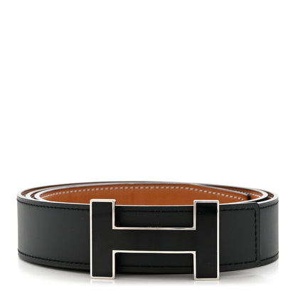 Hermes Box Swift 32mm Enamel Quizz H Belt 90 Black Gold 1 of 5