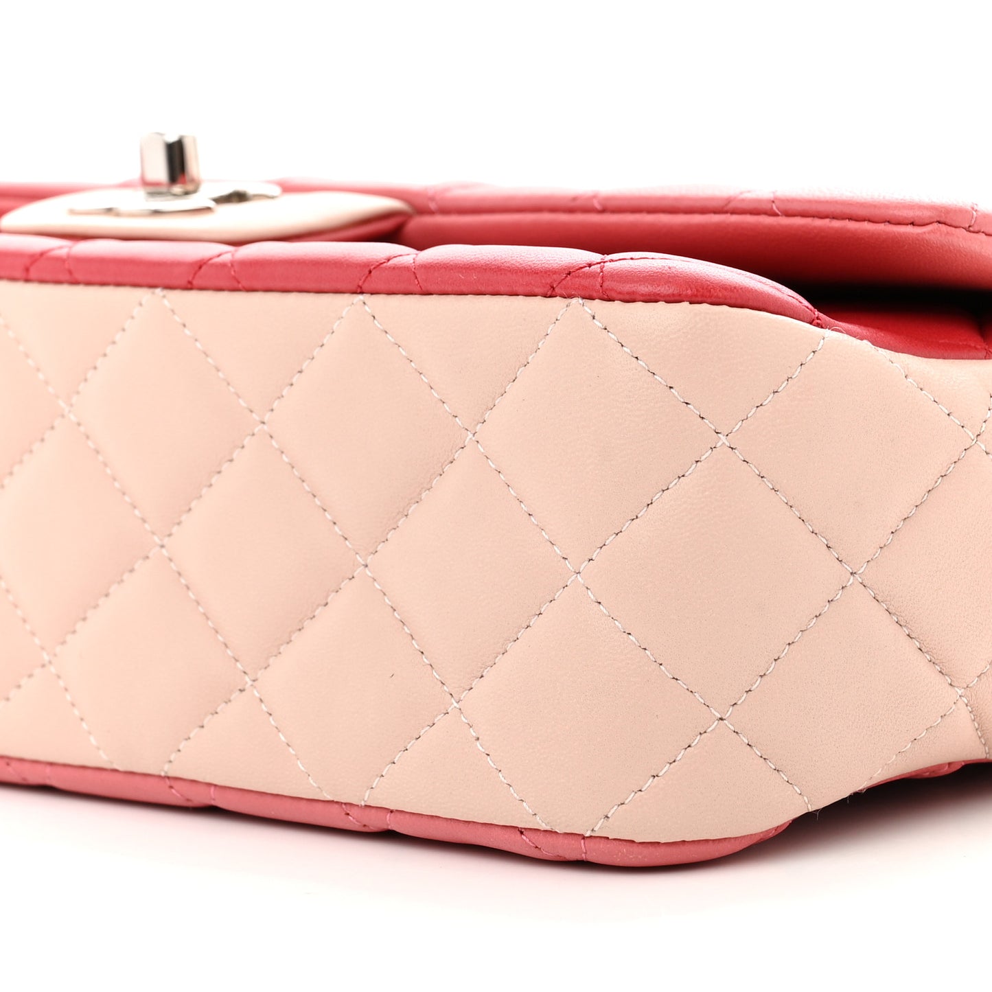 Lambskin Quilted Tri-Color Medium Valentine Charms Single Flap Pink